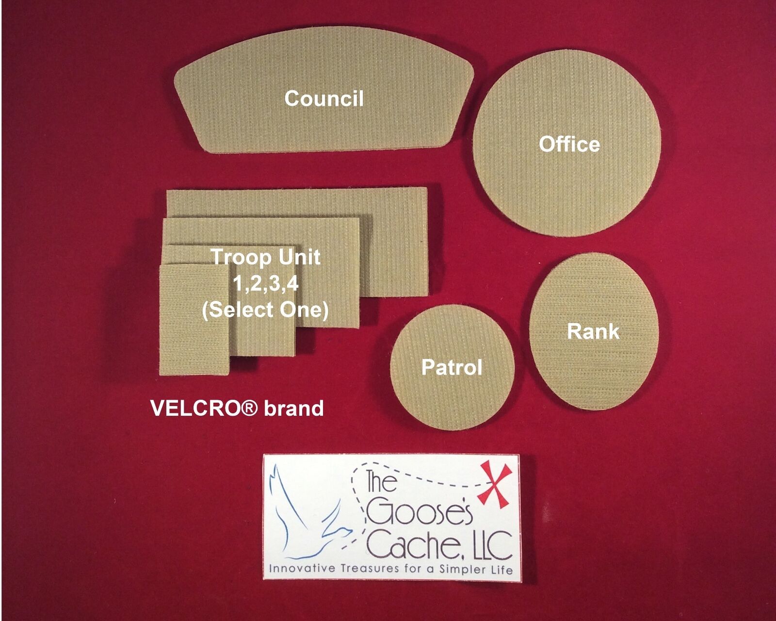 Tan Sew-on Velcro® Brand Fasteners For Patches On Scouts Bsa Shirts