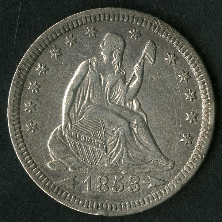 Us Coin 1853 Arrows And Rays Seated Liberty Silver Quarter No Reserve!