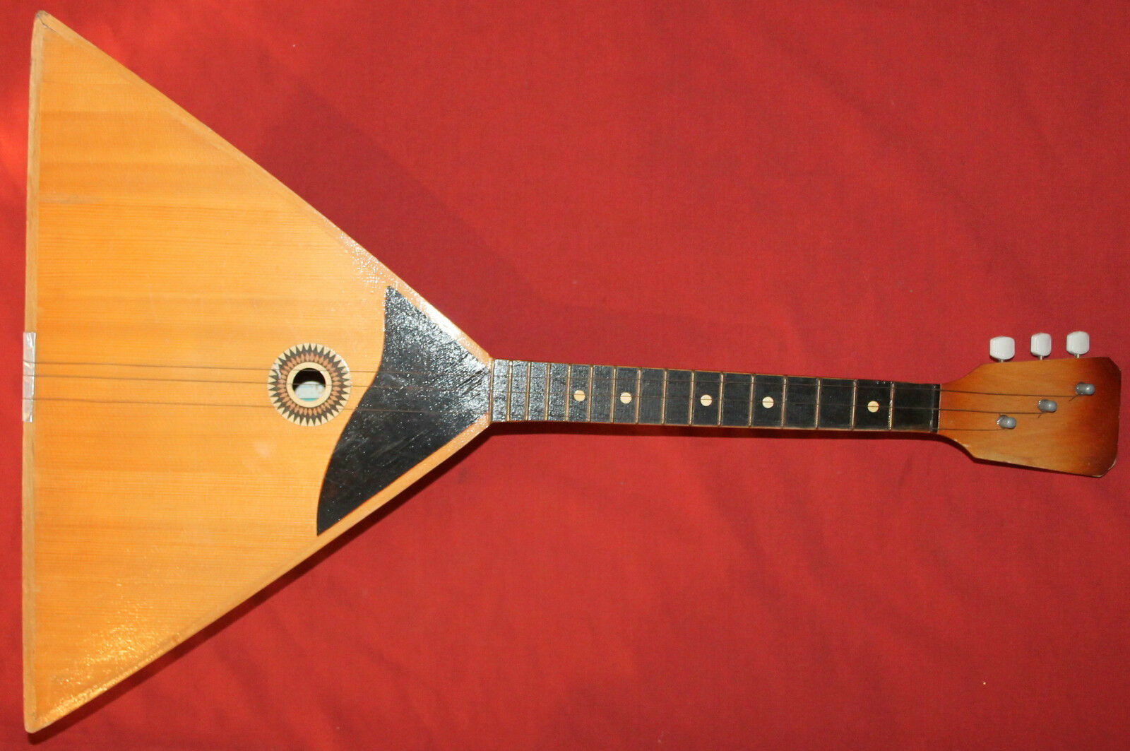 Vintage Soviet Russian Folk Wood Balalaika 3 Strings