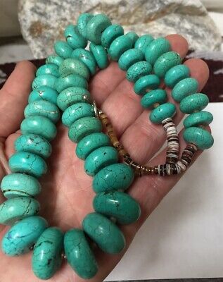 24" Bold Look Huge Turquoise Necklace/14mm-20mm Diameter Disc Bead( Y228-w6)