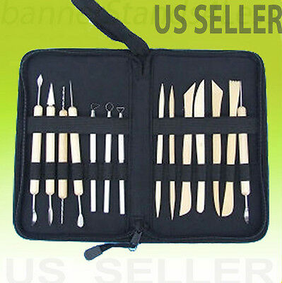 14 Pcs Pottery Tool Set Clay Sculpting Modeling Ceramics Art Kit W/ Case Deluxe