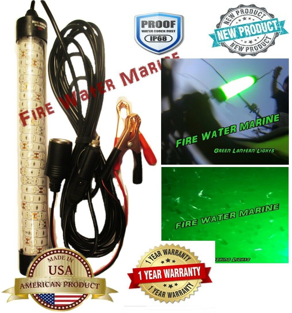 12v Waterproof 12" Delux Led Green Underwater Submersible Night Fishing Light