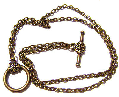Chain Necklace Bronze Antiqued Brass Gold Flower Toggle All Sizes -  5 Or 1 Qty