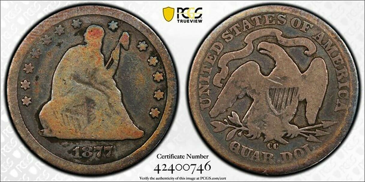 1877 Cc Pcgs G06 Seated Quarter With A Trueview (dw1307)