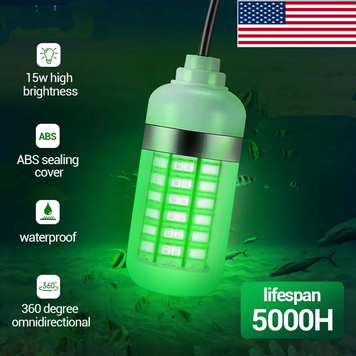 108 Led Underwater Submersible Fishing Green Light Night Crappie Shad Squid Lamp