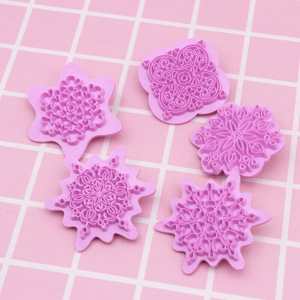 Mandala Lace Pattern Embossing Die Plastic Stamp Polymer Clay Sculpture 5pcs