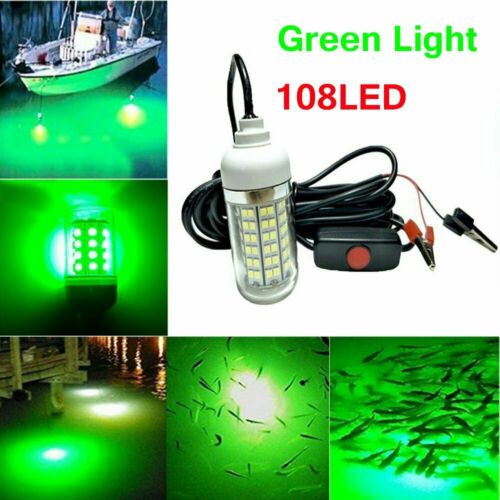 12v Green Led Underwater Submersible Fishing Light Night Crappie Shad Squid Lamp