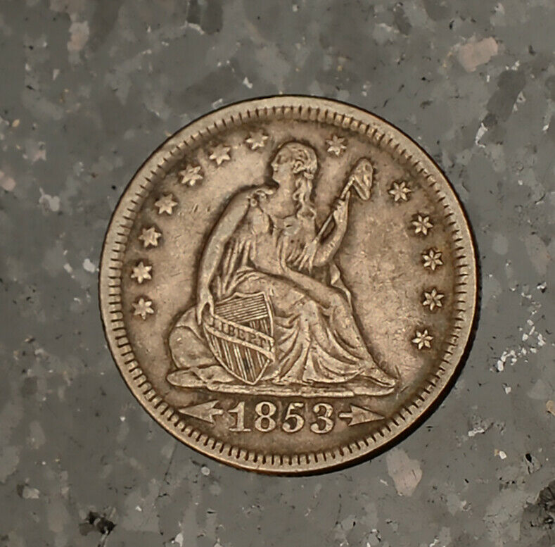 1853 Seated Liberty Quarter - Arrows & Rays - Vf