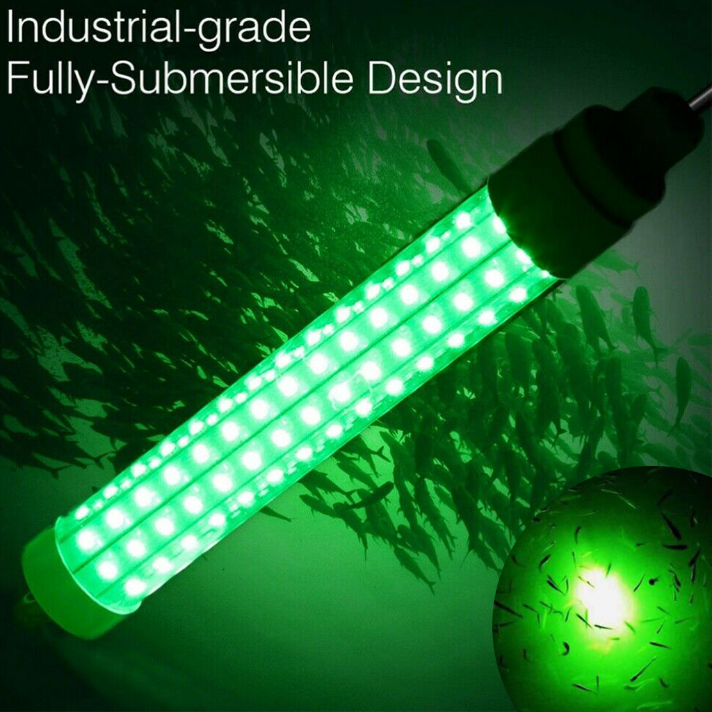 12v Led Underwater Submersible Fishing Light Green Crappie Shad Squid Lamp